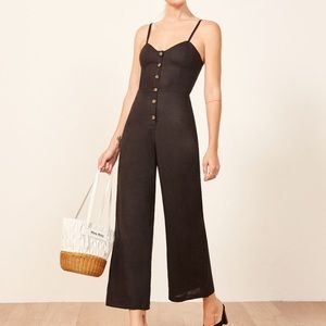 NWT Reformation 6 Black Linen Jumpsuit Torta